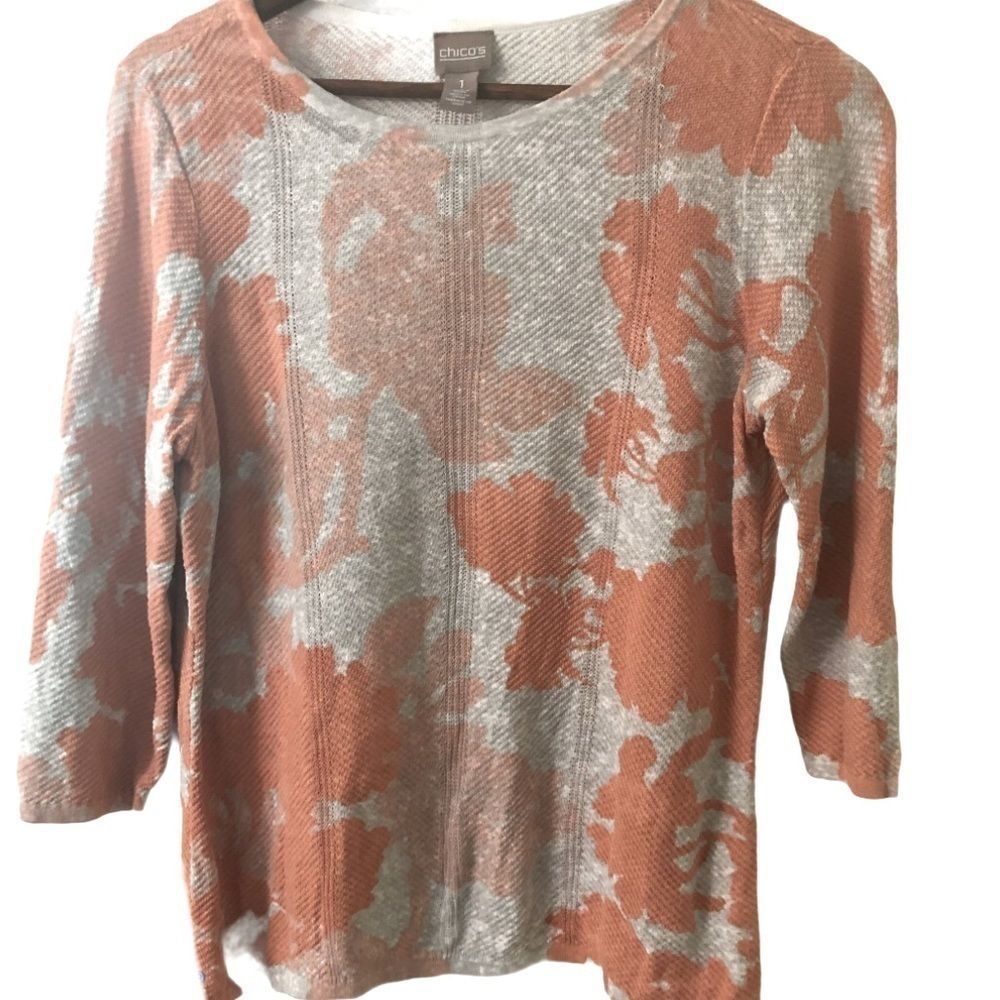 Chico’s peach orange 3/4 lightweight sweater -M/1